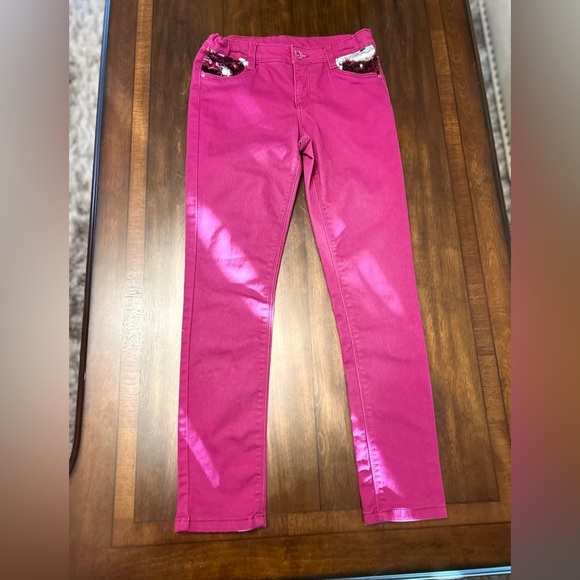 Members Mark Kids Fuchsia Knit Denim Jeans-size 10/12 - Picture 2 of 5